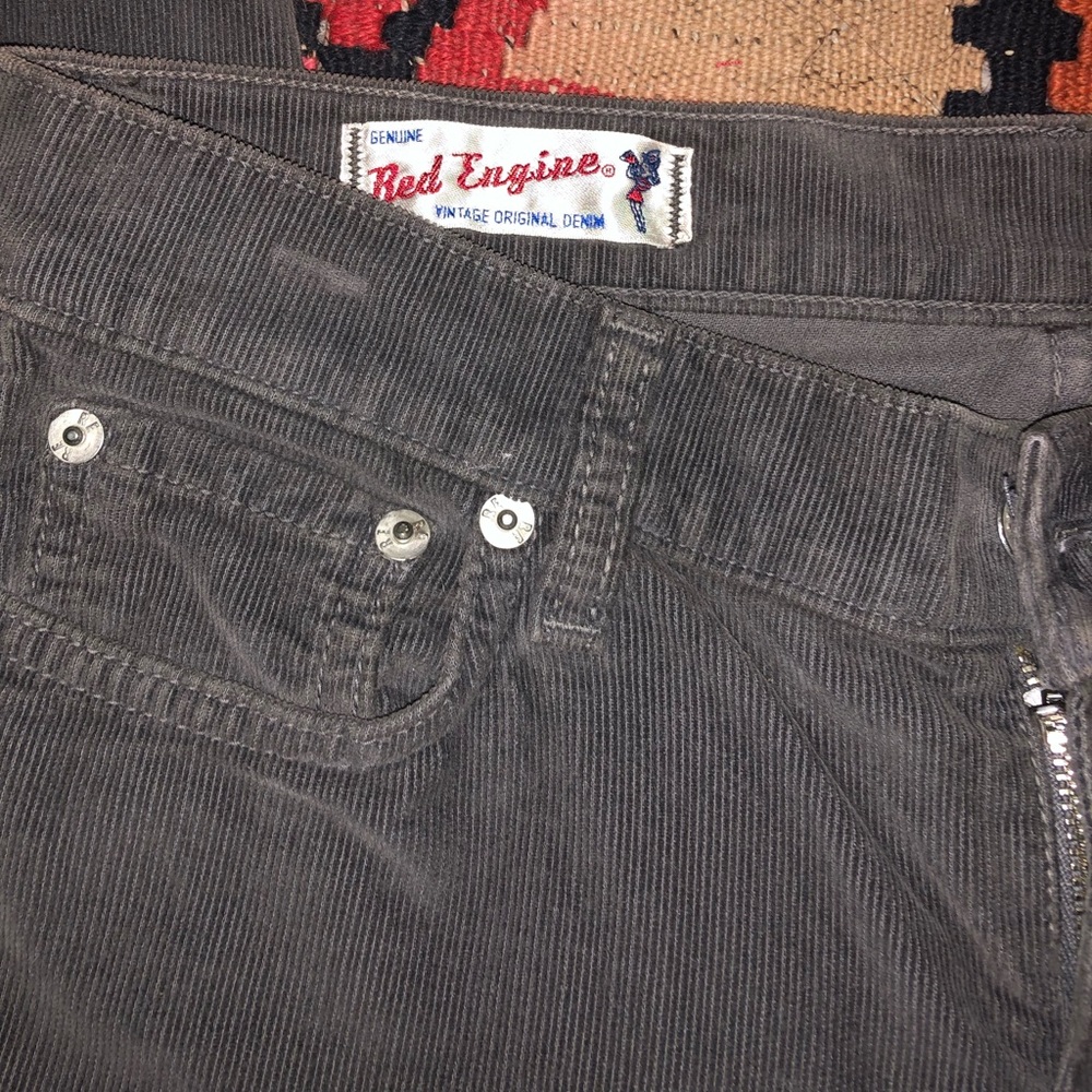 Red Engine Blaze Gray Skinny Corduroy Jeans.